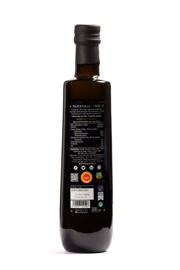 ACEITE VIRGEN EXTRA PICUAL - PALACIO DE LOS OLIVOS (500ml) - Imagen 3