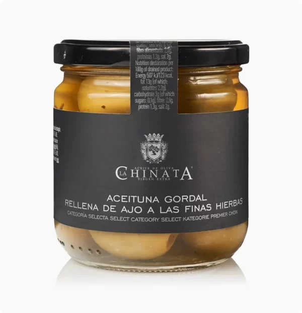 ACEITUNA GORDAL RELLENA DE AJO A LAS FINAS HIERBAS