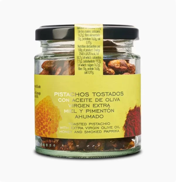 PISTACHOS TOSTADOS CON AOVE MIEL Y PIMENTON AHUMADO